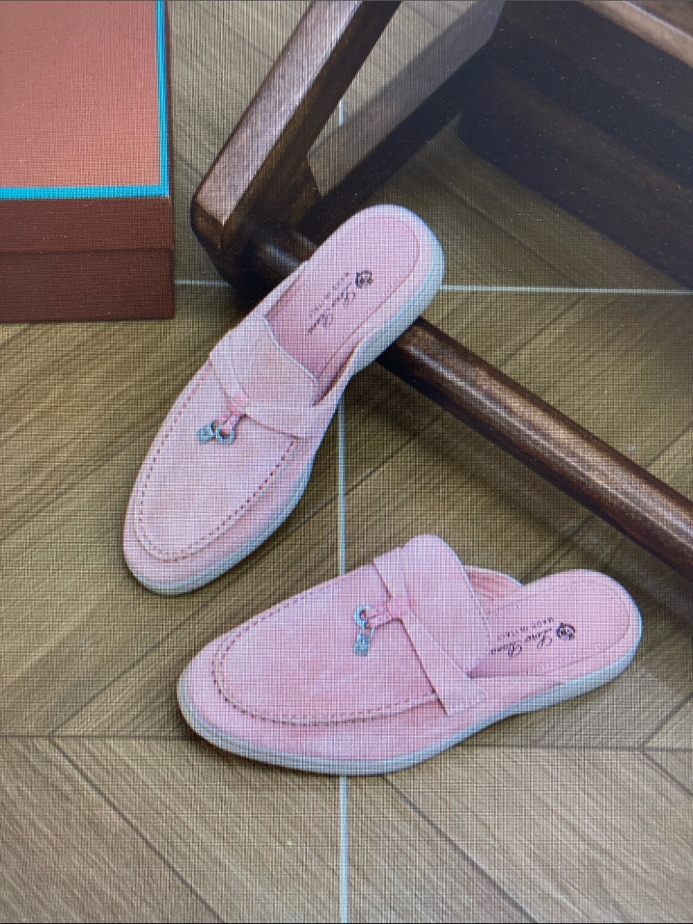 Loro Piana Blush Pink Suede Slip-On Loafer Mules - Picture 6 of 6
